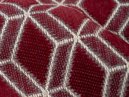 Wine colour geometric pattern velvet flock Easy Clean sofa, chair and curtain fabrics (Dual side)