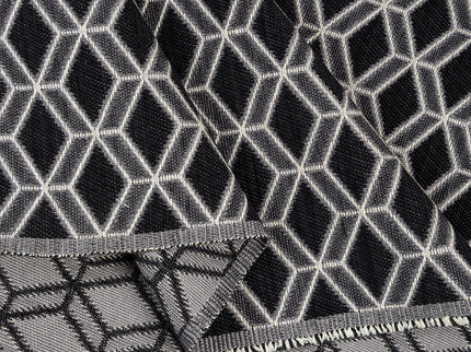 Black colour geometric pattern velvet flock Easy Clean sofa, chair and curtain fabrics (Dual side)