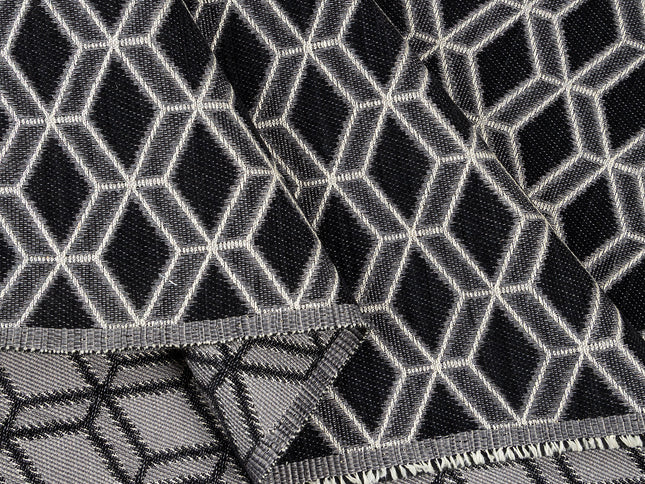 Black colour geometric pattern velvet flock Easy Clean sofa, chair and curtain fabrics (Dual side)