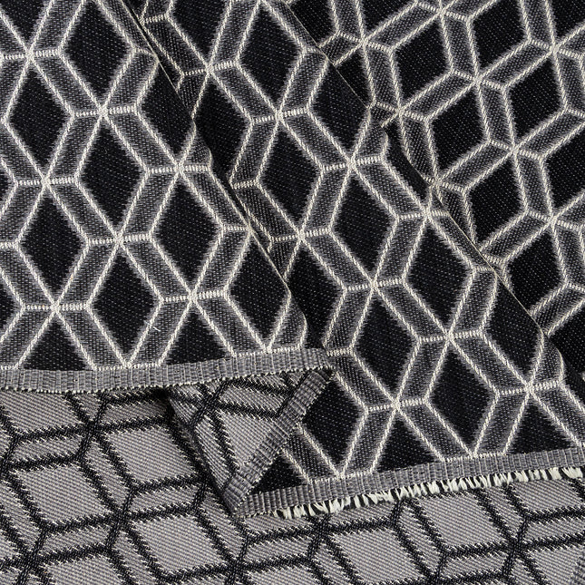 Black colour geometric pattern velvet flock Easy Clean sofa, chair and curtain fabrics (Dual side)