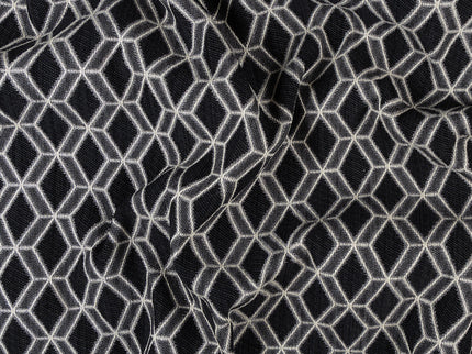 Black colour geometric pattern velvet flock Easy Clean sofa, chair and curtain fabrics (Dual side)