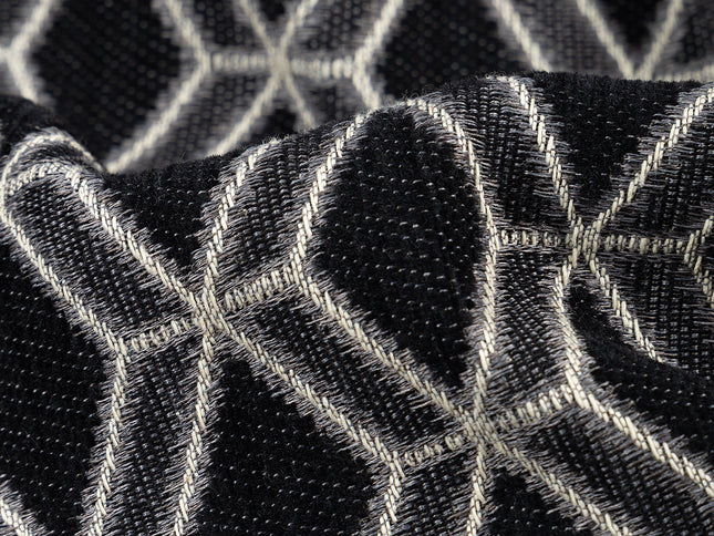 Black colour geometric pattern velvet flock Easy Clean sofa, chair and curtain fabrics (Dual side)
