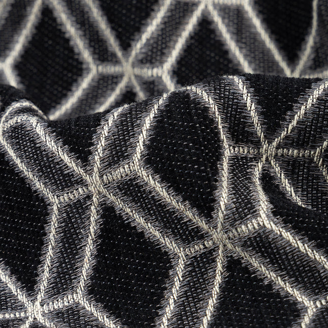 Black colour geometric pattern velvet flock Easy Clean sofa, chair and curtain fabrics (Dual side)