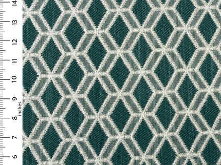 Teal green colour geometric pattern velvet flock Easy Clean sofa, chair and curtain fabrics (Dual side)