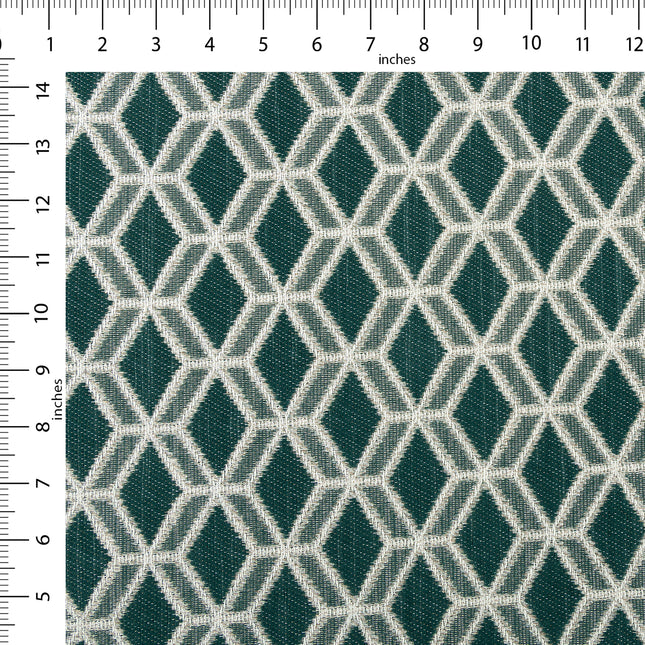 Teal green colour geometric pattern velvet flock Easy Clean sofa, chair and curtain fabrics (Dual side)