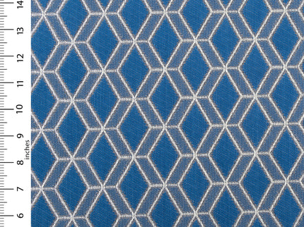 Royal blue colour geometric pattern velvet flock Easy Clean sofa, chair and curtain fabrics (Dual side)
