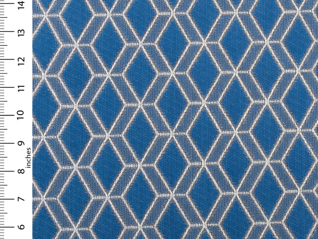 Royal blue colour geometric pattern velvet flock Easy Clean sofa, chair and curtain fabrics (Dual side)