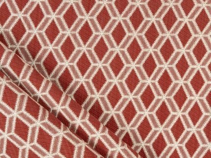 Rust red colour geometric pattern velvet flock Easy Clean sofa, chair and curtain fabrics (Dual side)
