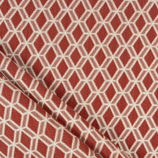 Rust red colour geometric pattern velvet flock Easy Clean sofa, chair and curtain fabrics (Dual side)