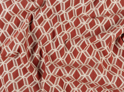 Rust red colour geometric pattern velvet flock readymade cushion cover