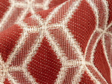 Rust red colour geometric pattern velvet flock Easy Clean sofa, chair and curtain fabrics (Dual side)