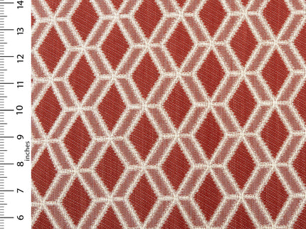 Rust red colour geometric pattern velvet flock Easy Clean sofa, chair and curtain fabrics (Dual side)