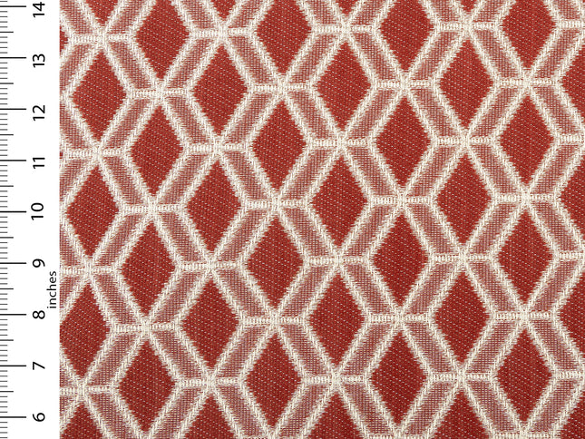 Rust red colour geometric pattern velvet flock Easy Clean sofa, chair and curtain fabrics (Dual side)
