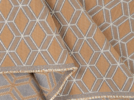 Brown colour geometric pattern velvet flock readymade cushion cover