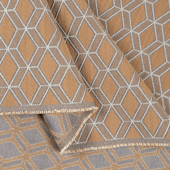 Brown colour geometric pattern velvet flock Easy Clean sofa, chair and curtain fabrics (Dual side)