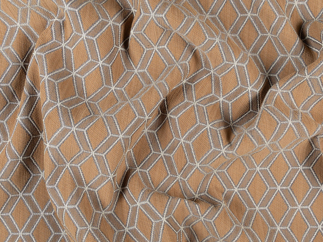 Brown colour geometric pattern velvet flock Easy Clean sofa, chair and curtain fabrics (Dual side)