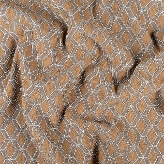 Brown colour geometric pattern velvet flock Easy Clean sofa, chair and curtain fabrics (Dual side)