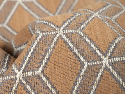 Brown colour geometric pattern velvet flock Easy Clean sofa, chair and curtain fabrics (Dual side)