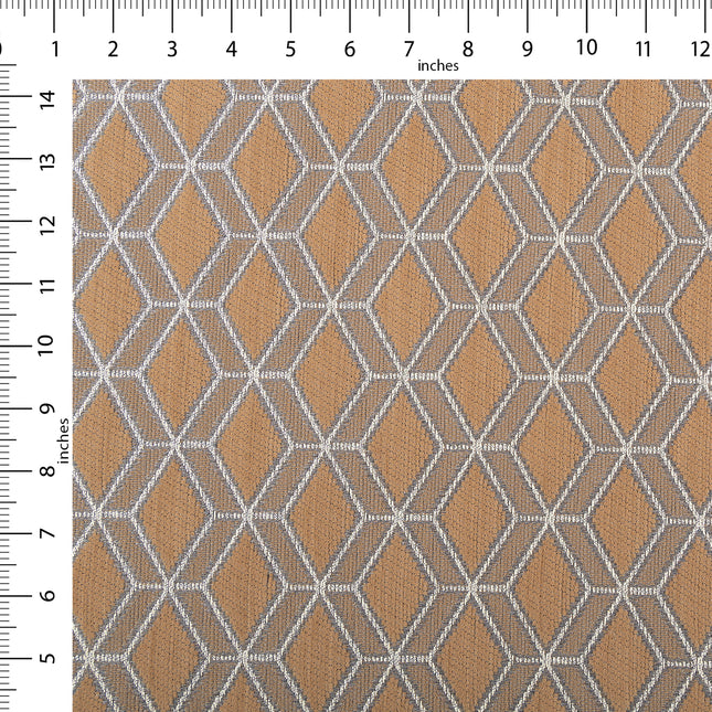 Brown colour geometric pattern velvet flock Easy Clean sofa, chair and curtain fabrics (Dual side)