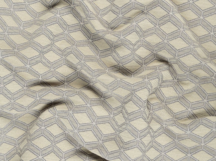 Sage greenish grey colour geometric pattern velvet flock readymade curtain