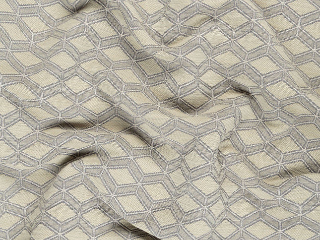Sage greenish grey colour geometric pattern velvet flock Easy Clean sofa, chair and curtain fabrics (Dual side)