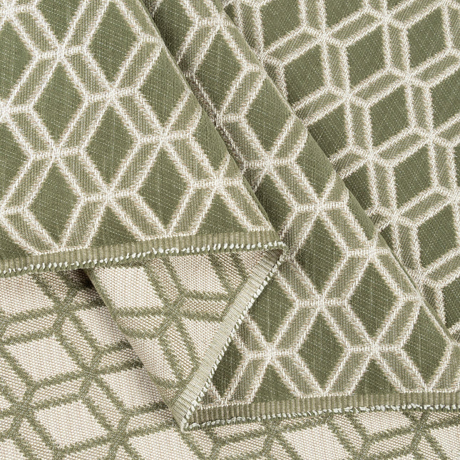 Olive green colour geometric pattern velvet flock Easy Clean sofa, chair and curtain fabrics (Dual side)