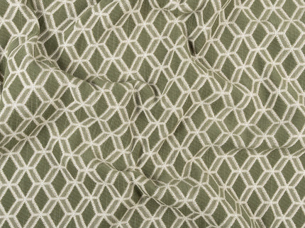 Olive green colour geometric pattern velvet flock readymade curtain