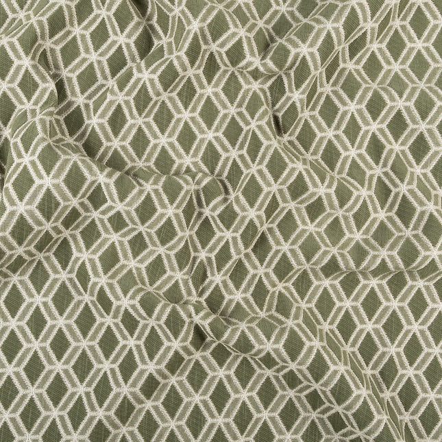 Olive green colour geometric pattern velvet flock Easy Clean sofa, chair and curtain fabrics (Dual side)