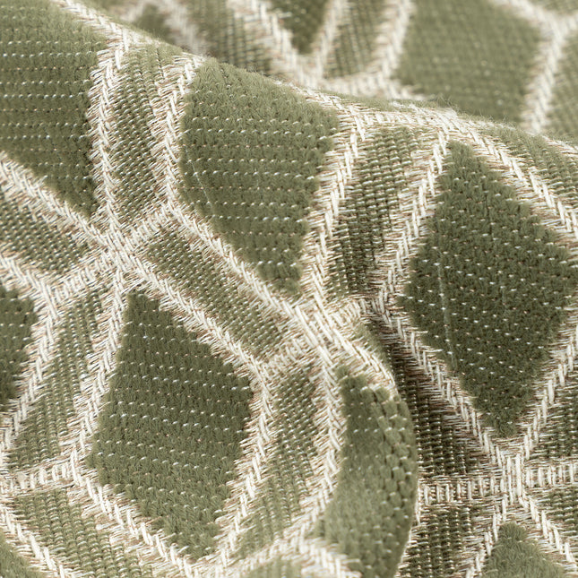 Olive green colour geometric pattern velvet flock Easy Clean sofa, chair and curtain fabrics (Dual side)