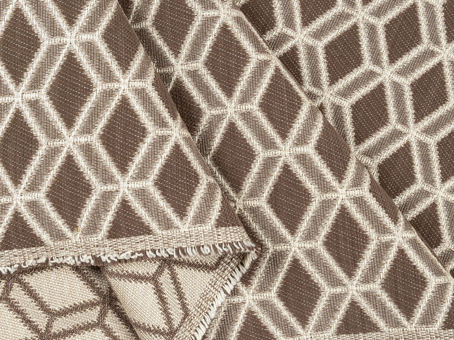 Dark brown colour geometric pattern velvet flock Easy Clean sofa, chair and curtain fabrics (Dual side)