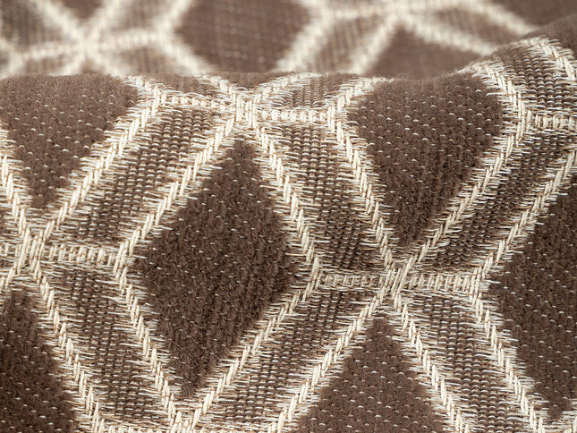 Dark brown colour geometric pattern velvet flock Easy Clean sofa, chair and curtain fabrics (Dual side)