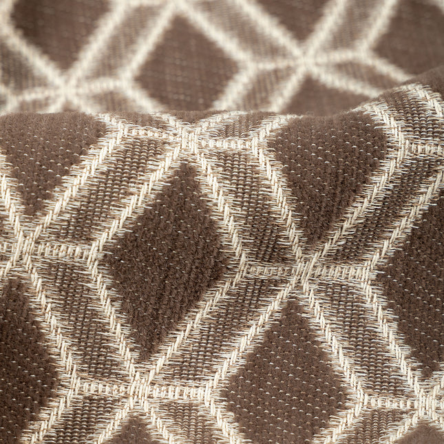 Dark brown colour geometric pattern velvet flock Easy Clean sofa, chair and curtain fabrics (Dual side)