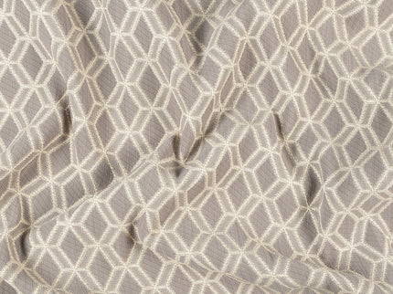 Taupe colour geometric pattern velvet flock readymade curtain