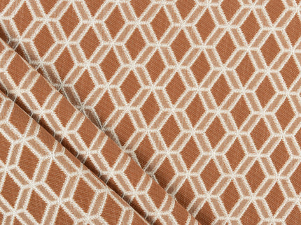 Rust colour geometric pattern velvet flock Easy Clean sofa, chair and curtain fabrics (Dual side)