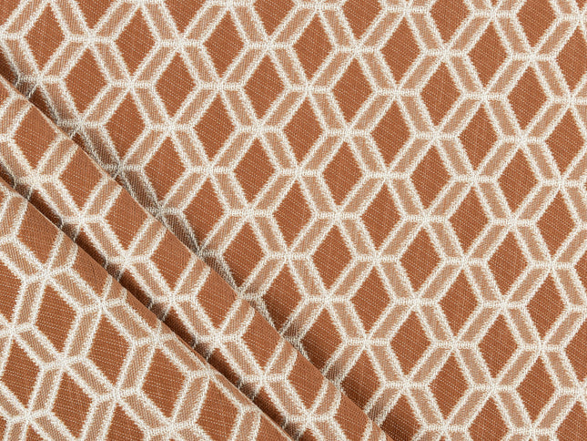 Rust colour geometric pattern velvet flock Easy Clean sofa, chair and curtain fabrics (Dual side)
