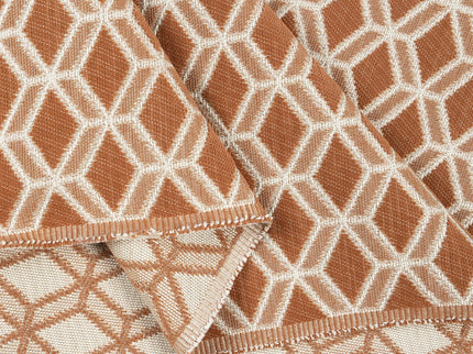 Rust colour geometric pattern velvet flock Easy Clean sofa, chair and curtain fabrics (Dual side)