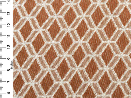 Rust colour geometric pattern velvet flock Easy Clean sofa, chair and curtain fabrics (Dual side)