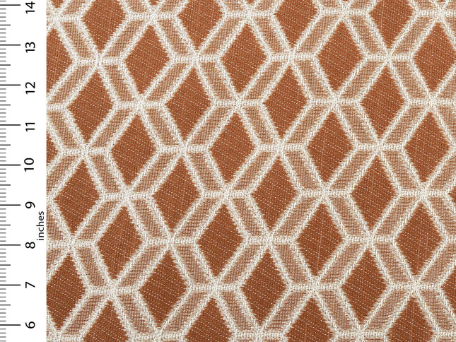 Rust colour geometric pattern velvet flock Easy Clean sofa, chair and curtain fabrics (Dual side)
