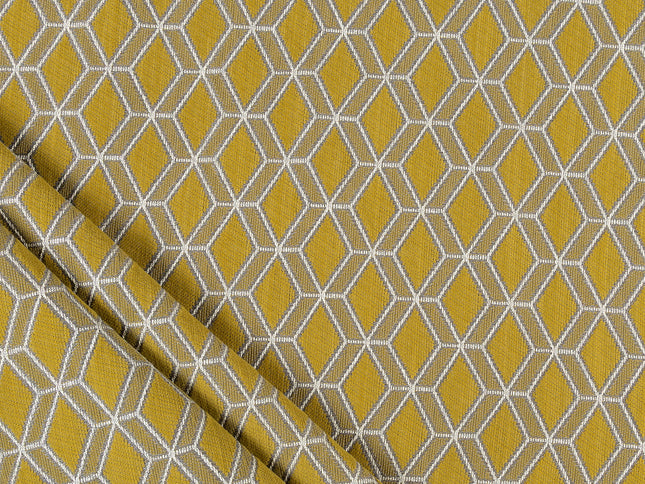 Mustard green colour geometric pattern velvet flock Easy Clean sofa, chair and curtain fabrics (Dual side)