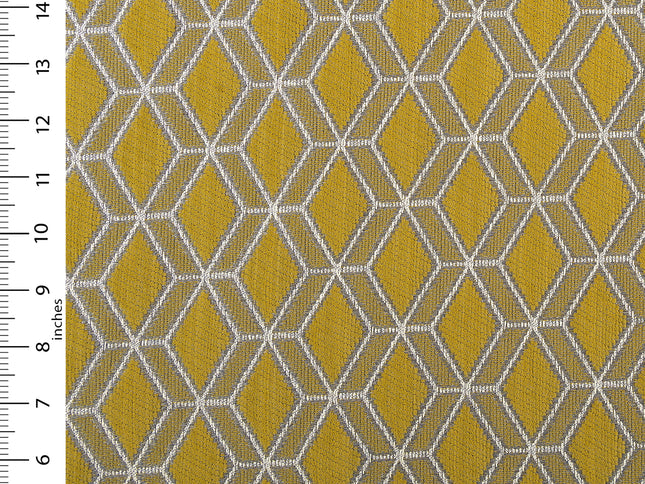 Mustard green colour geometric pattern velvet flock Easy Clean sofa, chair and curtain fabrics (Dual side)