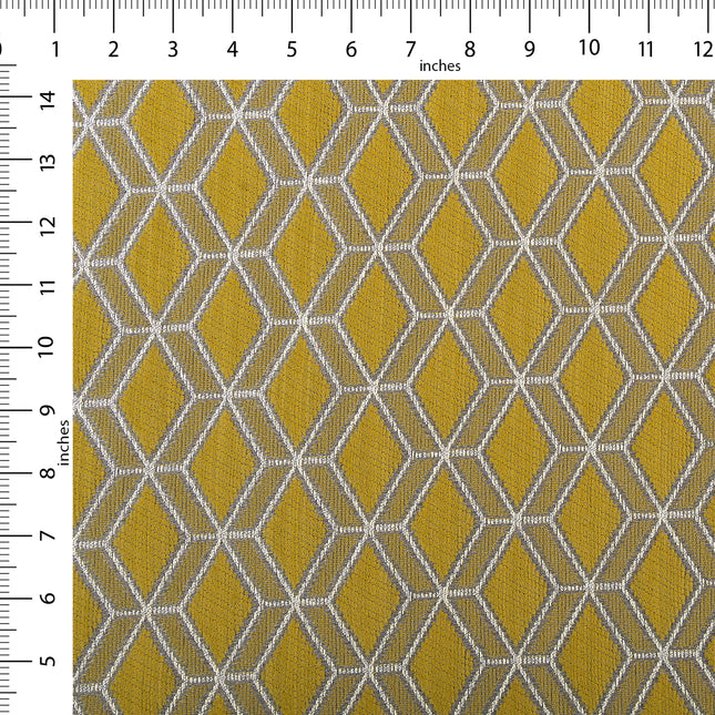 Mustard green colour geometric pattern velvet flock Easy Clean sofa, chair and curtain fabrics (Dual side)