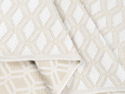 Cream colour geometric pattern velvet flock Easy Clean sofa, chair and curtain fabrics (Dual side) (Dual side)