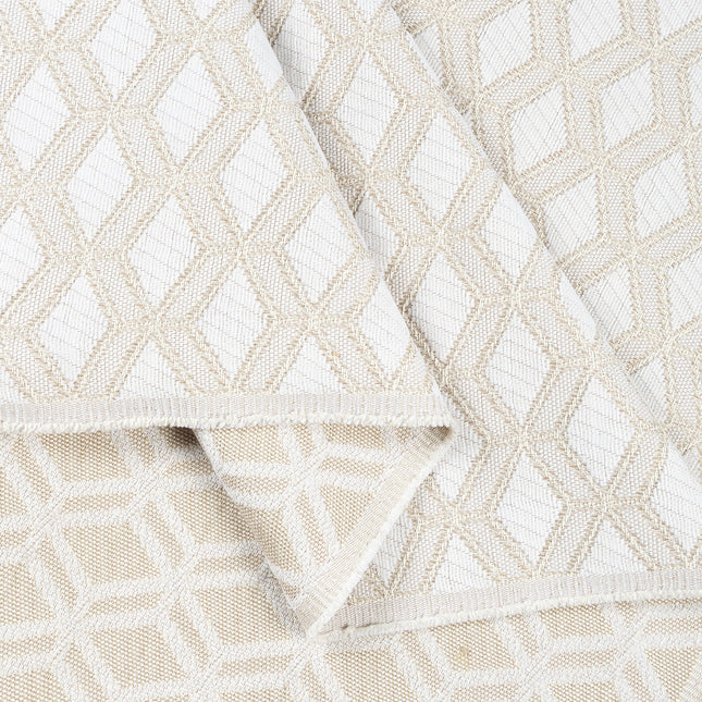Cream colour geometric pattern velvet flock Easy Clean sofa, chair and curtain fabrics (Dual side) (Dual side)