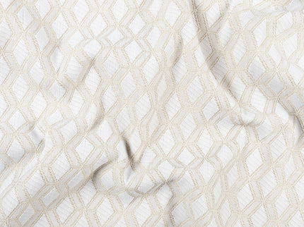 Cream colour geometric pattern velvet flock readymade curtain