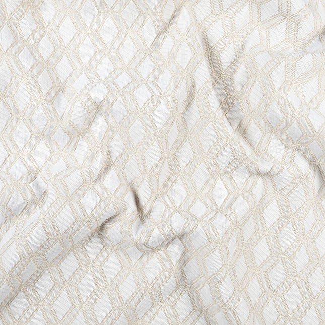 Cream colour geometric pattern velvet flock Easy Clean sofa, chair and curtain fabrics (Dual side) (Dual side)
