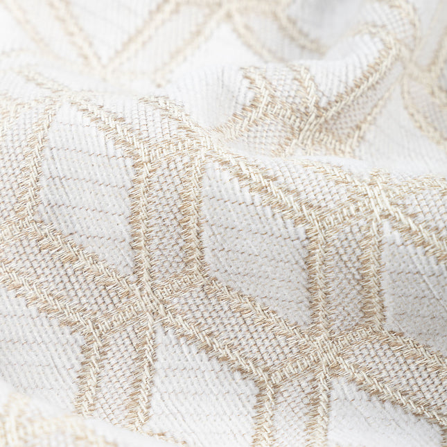 Cream colour geometric pattern velvet flock Easy Clean sofa, chair and curtain fabrics (Dual side) (Dual side)