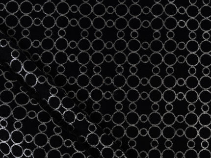 Black colour circular pattern velvet flock Easy Clean sofa, chair and curtain fabrics