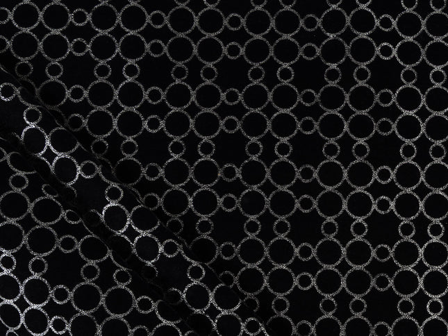 Black colour circular pattern velvet flock Easy Clean sofa, chair and curtain fabrics