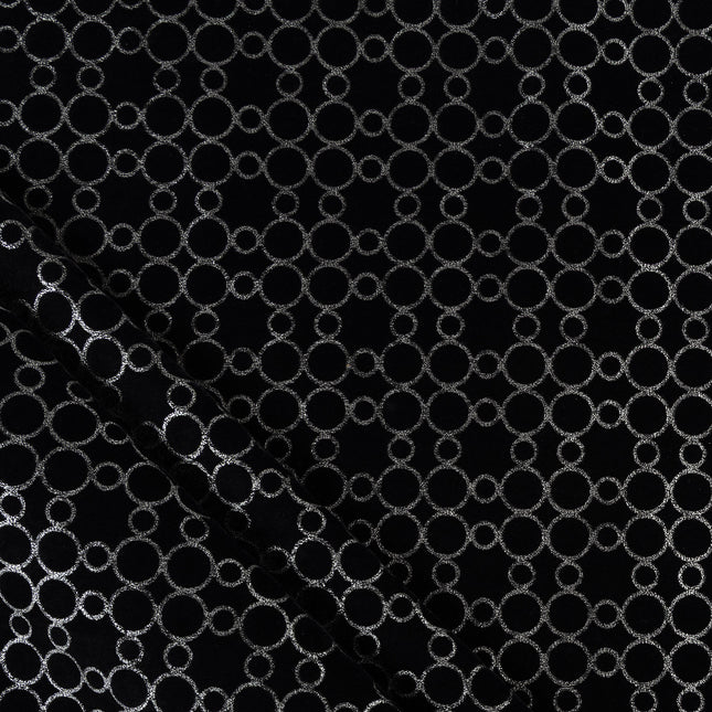 Black colour circular pattern velvet flock Easy Clean sofa, chair and curtain fabrics