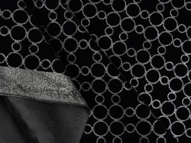 Black colour circular pattern velvet flock Easy Clean sofa, chair and curtain fabrics